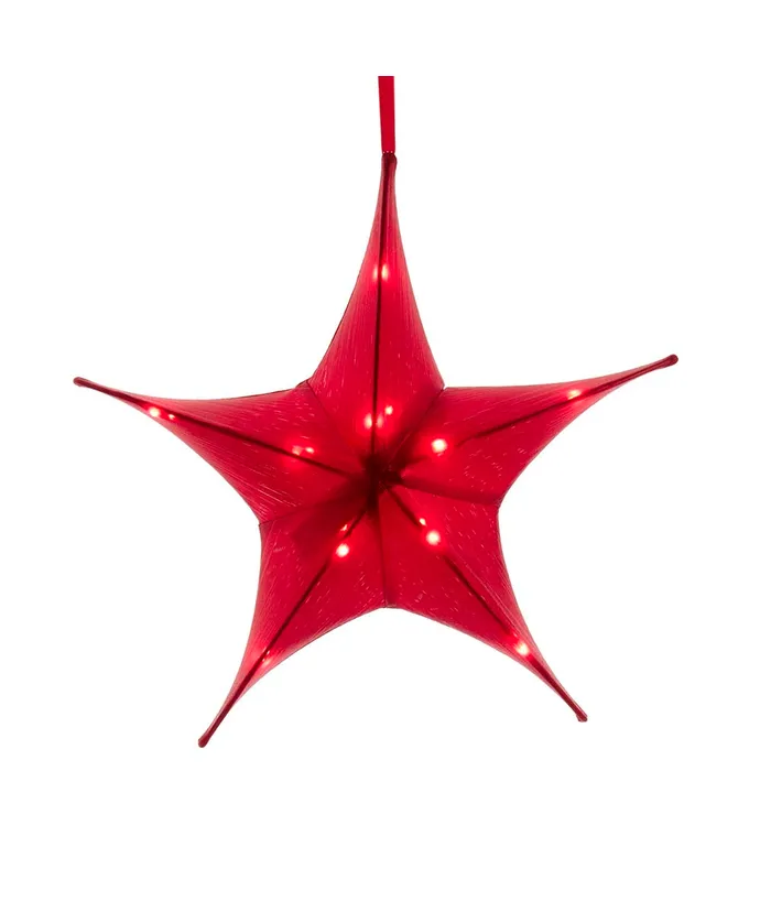 Red Metallic Foldable 3D Star Ornament - 16 Inch