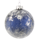 Silver and Blue Iced Glass Ornament - - The Country Christmas Loft