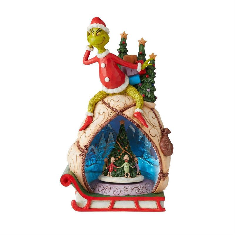 Grinch With Lighted Rotatable Scene