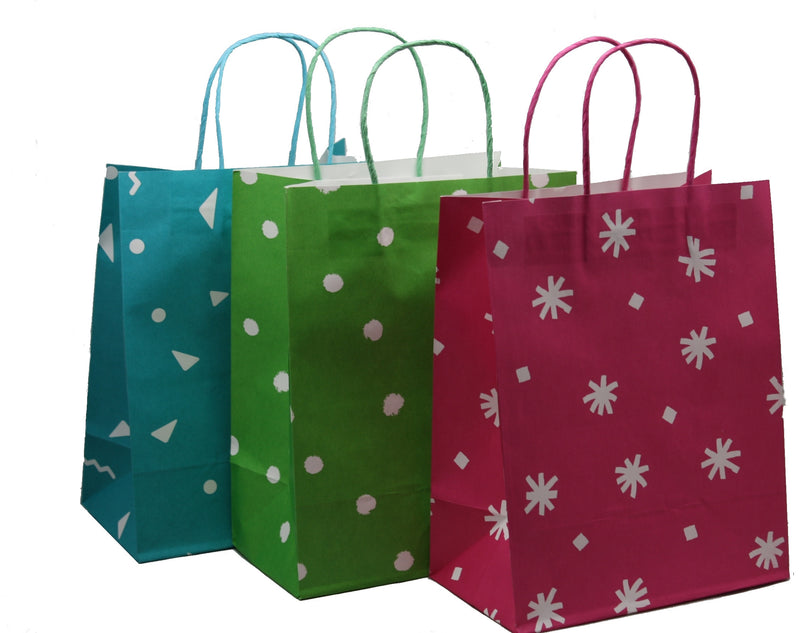 Medium Celebration Print Kraft Gift Bag Set - The Country Christmas Loft