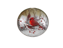 Glass Cardinal Disk Snow Filled Ornament -  Style