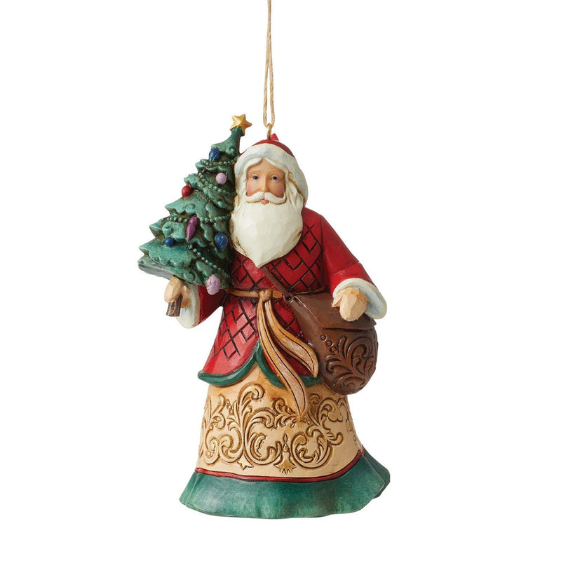 Santa with Tree and Toy Bag Ornament