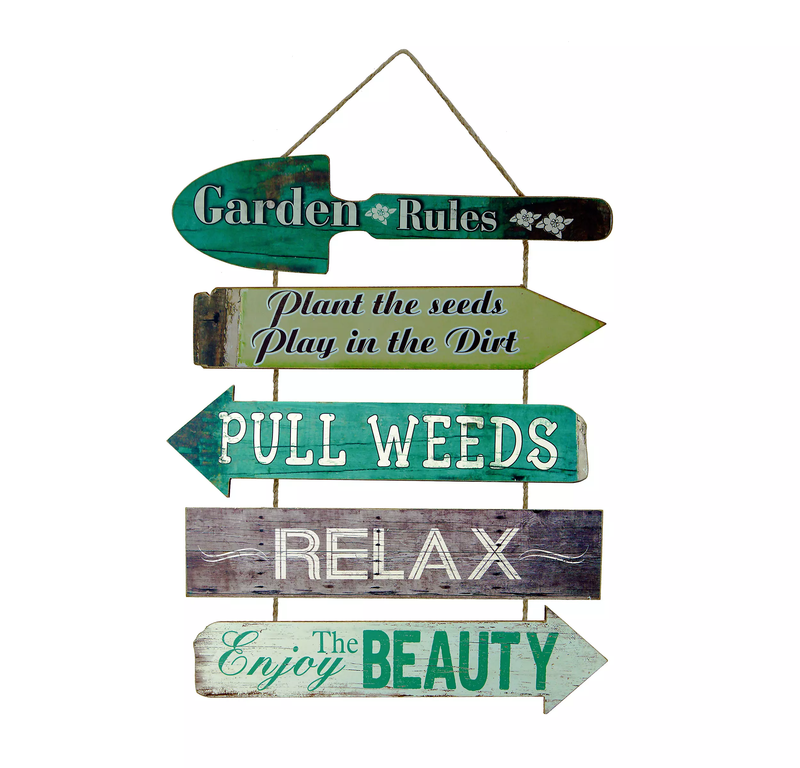 Garden Rules Wooden Hanging Sign