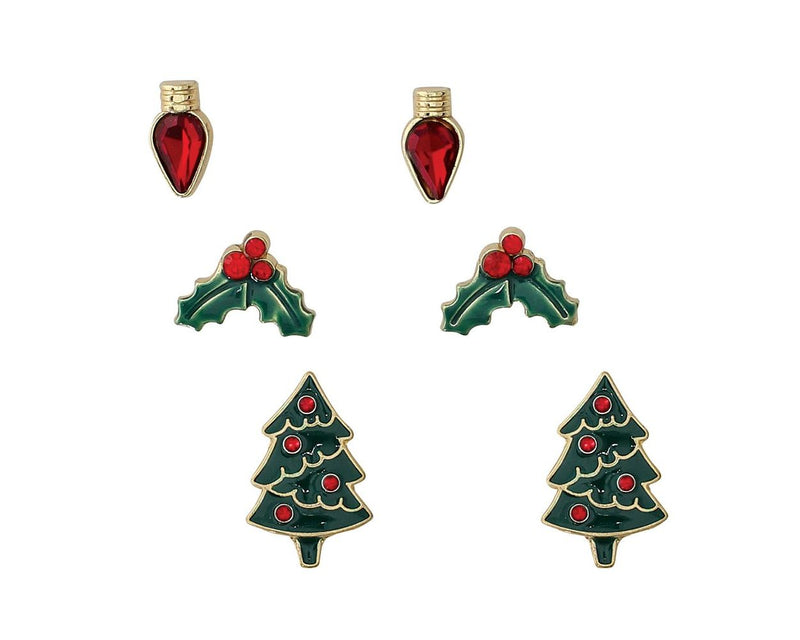 Trees - Bulbs - Holly - Earrings - 3 Sets