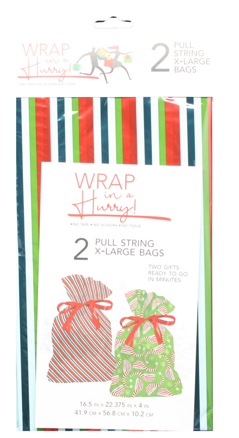 X- Large Pull String Gift Bag - 2 Pack - The Country Christmas Loft