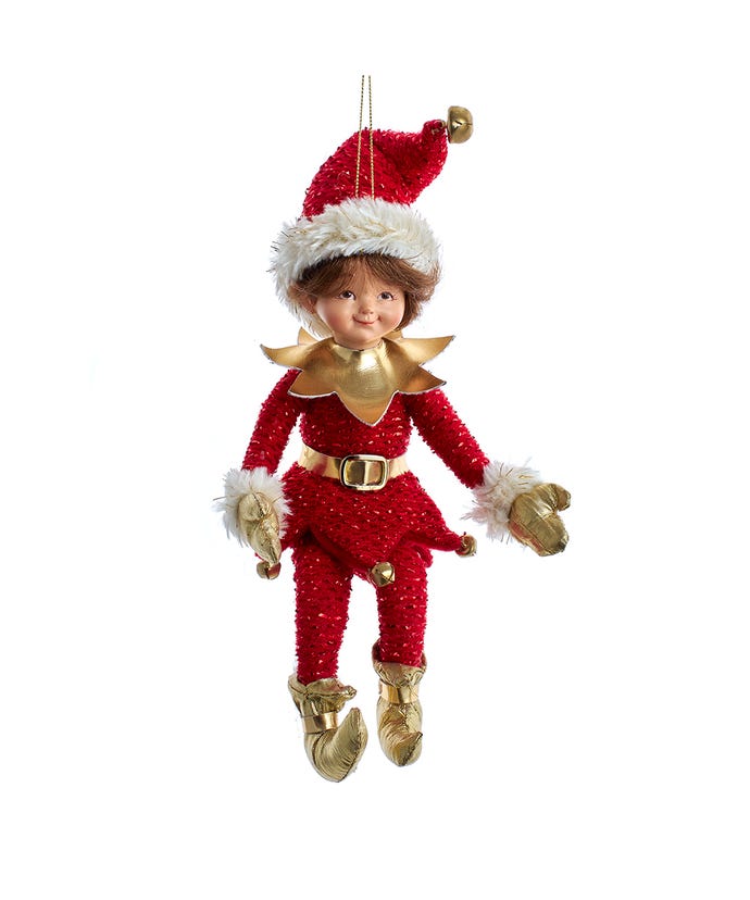 Kringles Red And  Gold Elf Ornament