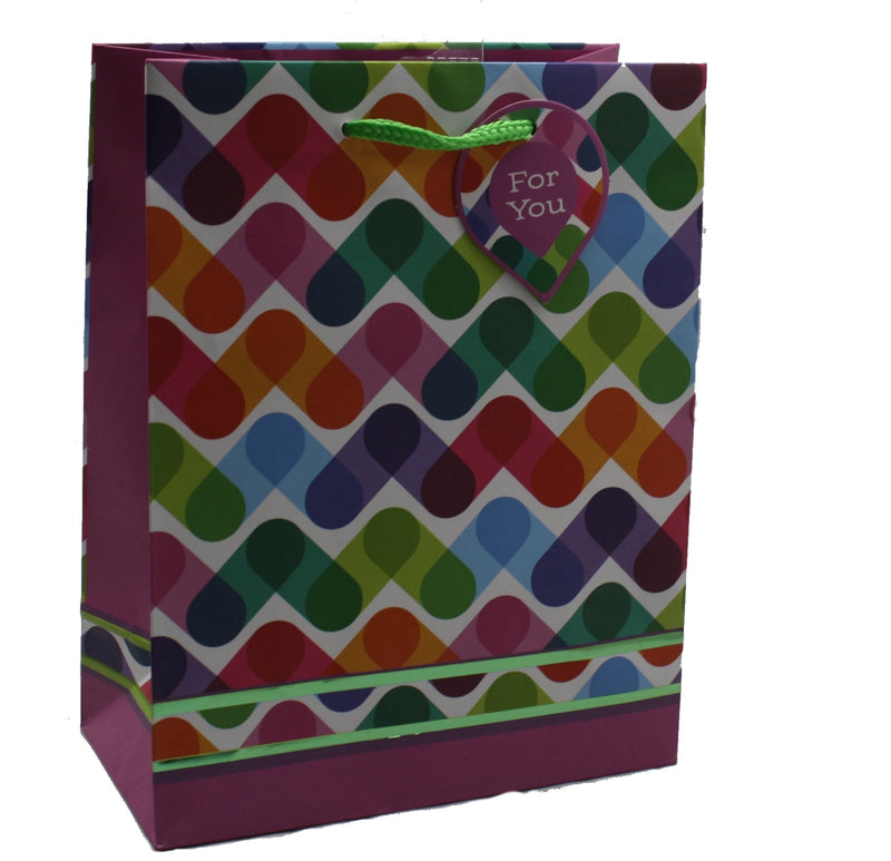 Rainbow Geometric Pattern Gift Bag - The Country Christmas Loft