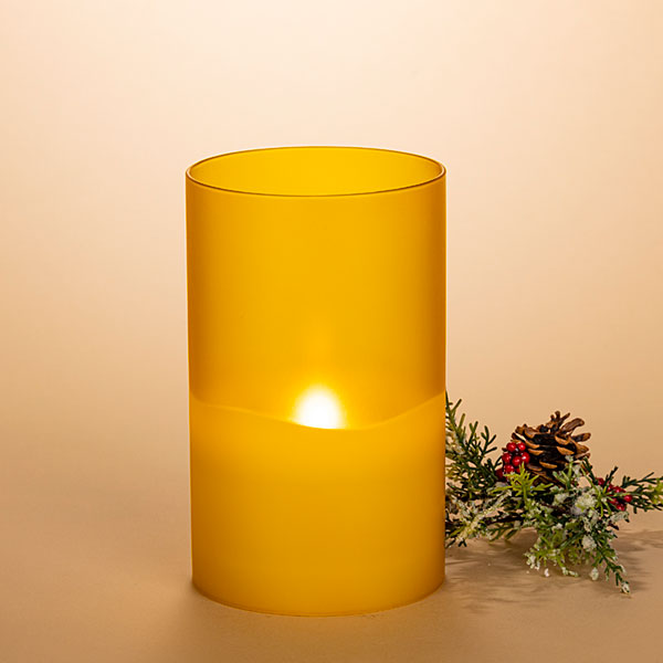 Frosted Glass Candle Yellow  Large - The Country Christmas Loft