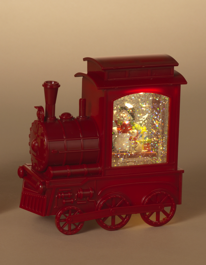 Lighted Spinning Water Globe Train - Snowman - The Country Christmas Loft