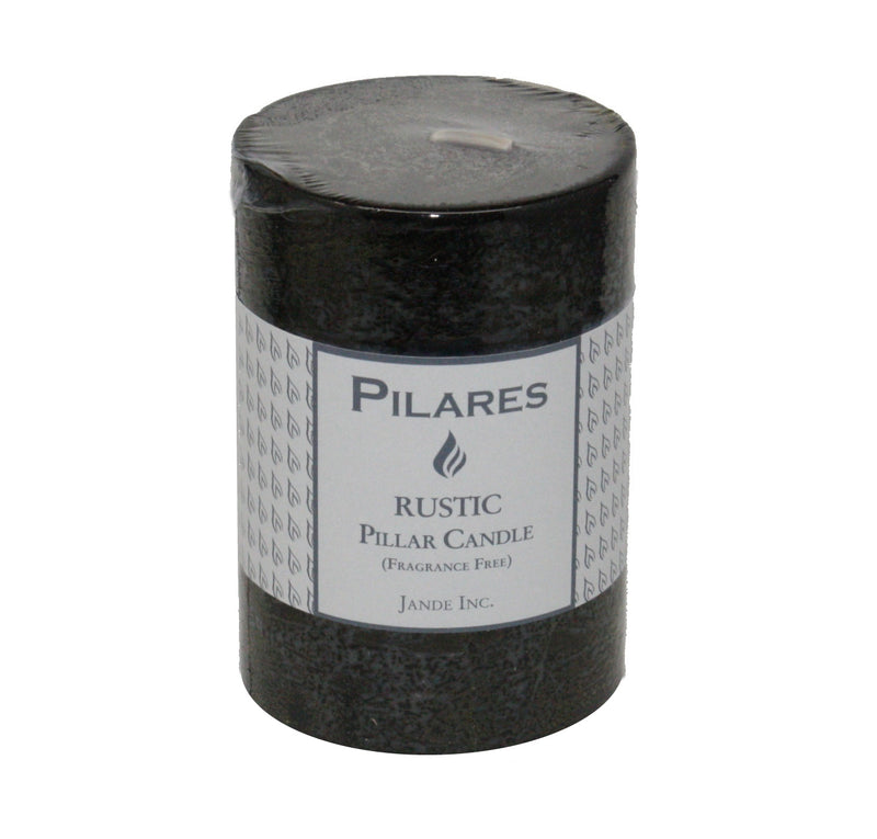 Rustic Pillar Candle - 4 Inch Black
