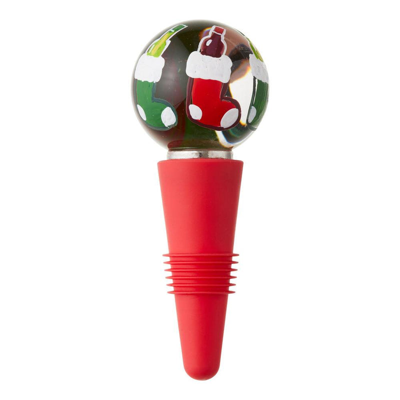 Wine Stopper - Wine bottle in Stockings - The Country Christmas Loft