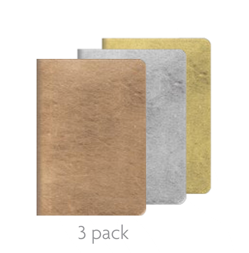 Soft Cover Notebook 3 Pack  - Silver and Gold - The Country Christmas Loft