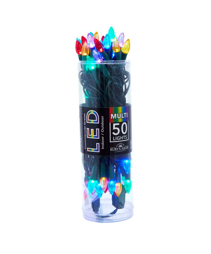 50-Light C3 Diamond Multi-Color LED Green Wire Light Set - The Country Christmas Loft