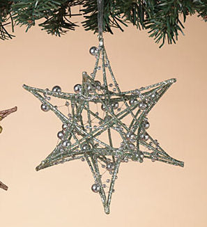 Wire Starburst Snowflake Ornament - Silver - The Country Christmas Loft
