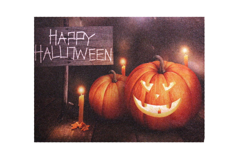 7.8" Lighted Canvas Print - Happy Halloween Sign - The Country Christmas Loft