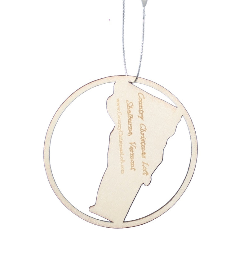Round Wooden Vermont Ornament - The Country Christmas Loft