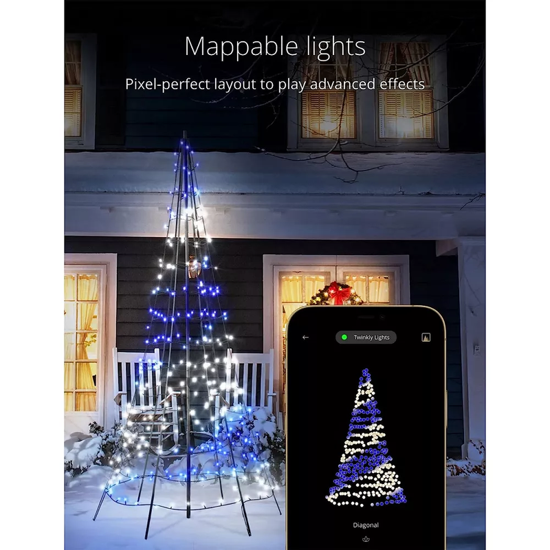 Twinkly 300-Light RGB LED Light Pole Tree (Generation II) - The Country Christmas Loft