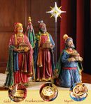 7 Inch Real Life Nativity Set - Includes All People, Lighted Manger, Chest Of Gold, Frankincense & Myrrh - The Country Christmas Loft