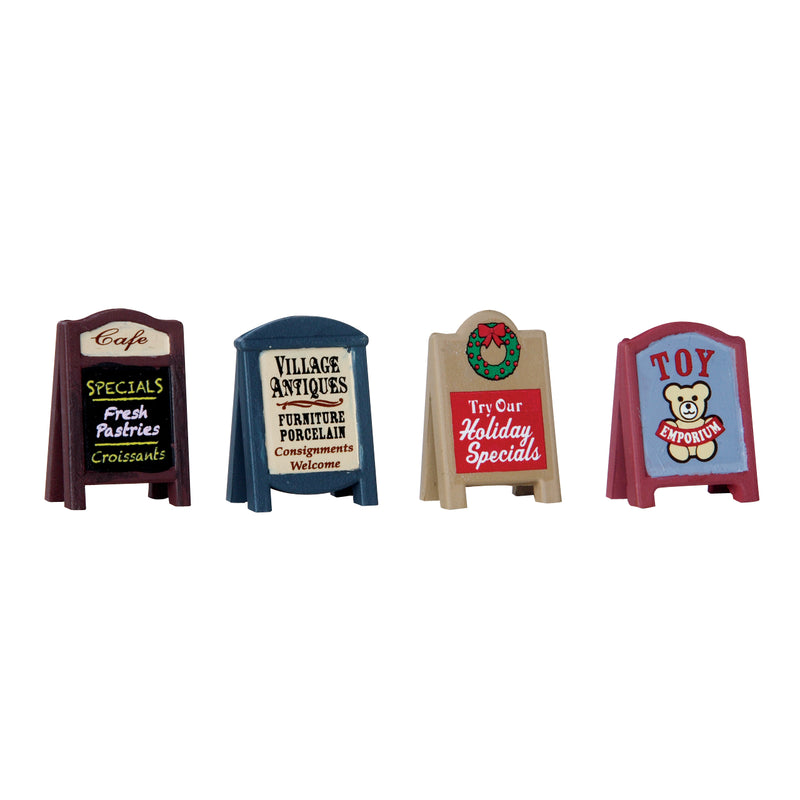 Village Sidewalk Signs - Set Of 4 - The Country Christmas Loft