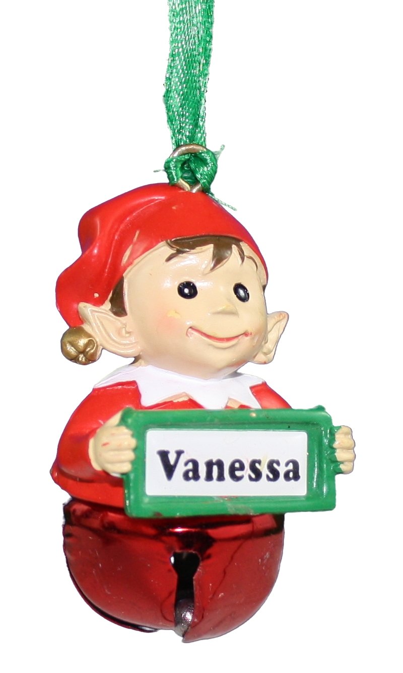 Elf Bell Ornament with Name - Vanessa