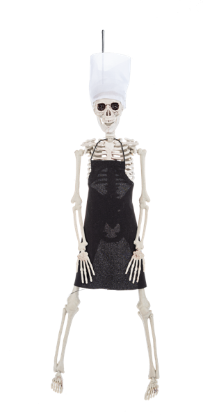 Costumed Hanging Skeleton - Chef - The Country Christmas Loft