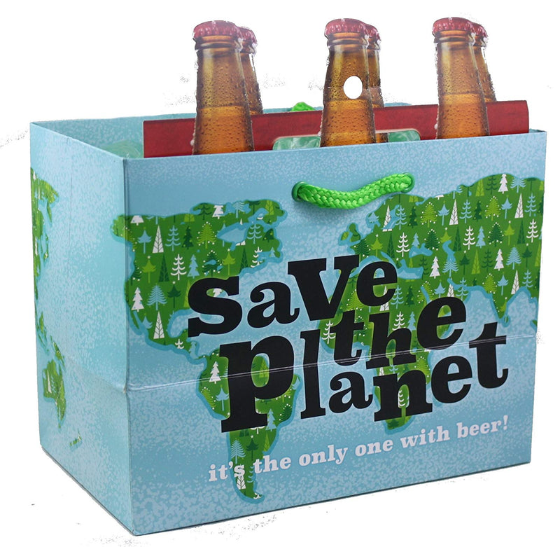 Heavyweight Gift Bag for 6-packs - Save Planet - The Country Christmas Loft