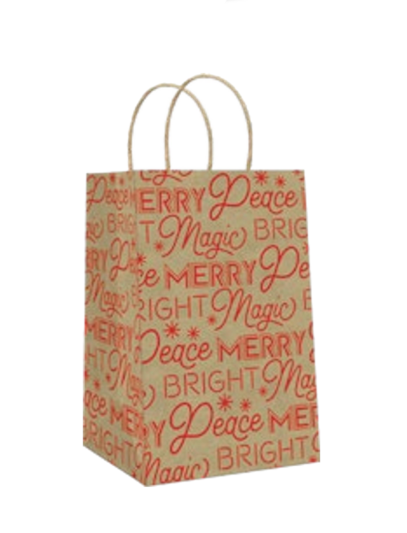 Foil Accented Kraft Treat Bag - 8 Pack - - The Country Christmas Loft