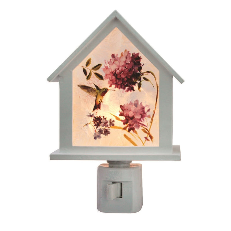 Hydrangea and Hummingbird Birdhouse Night Light - Pink - The Country Christmas Loft