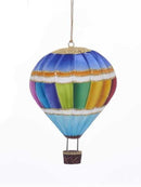 Tin Hot Air Balloon Ornament - Rainbow - The Country Christmas Loft