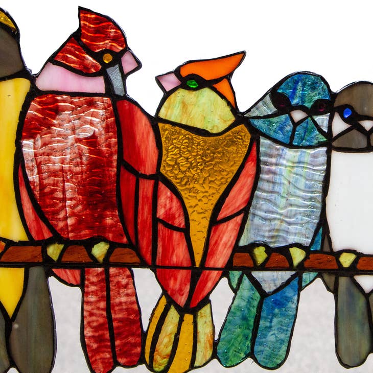 Emelia  Birds Stained Glass Window Panel - The Country Christmas Loft