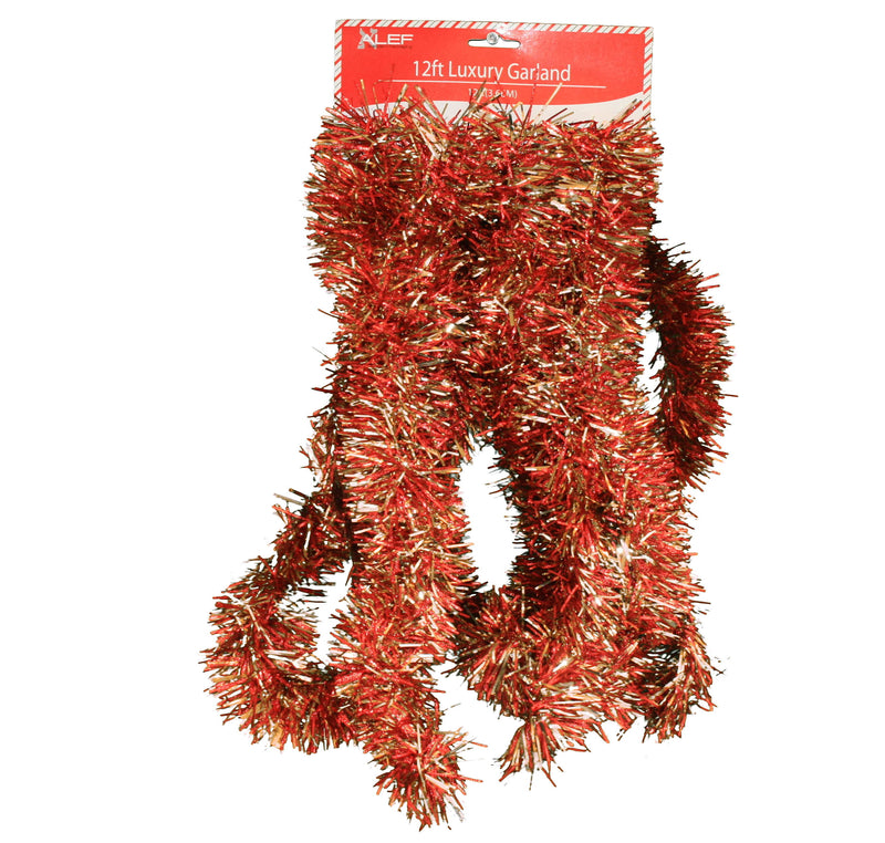12 foot 5 Ply Deluxe Tinsel Garland - Red/Gold - The Country Christmas Loft