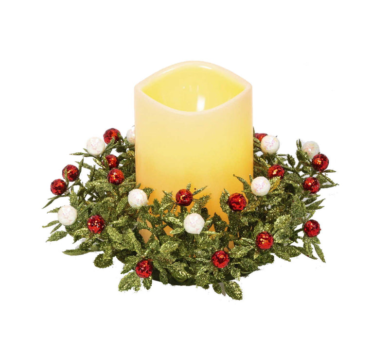 Berry Candle Ring with LED Candle - - The Country Christmas Loft