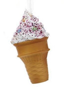 Foam Ice Cream Cone Ornament - Vanilla with Crystals - The Country Christmas Loft