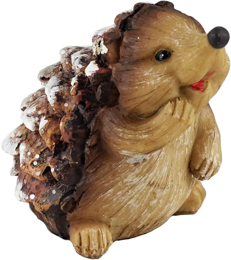 Woodland Pinecone Hedgehog Holiday Figurine - Standing Nose Down