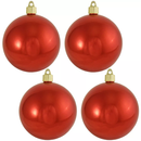 4" (100mm) Commercial Shatterproof Ball Ornament - Shiny True Love Red - 4 Pack - The Country Christmas Loft