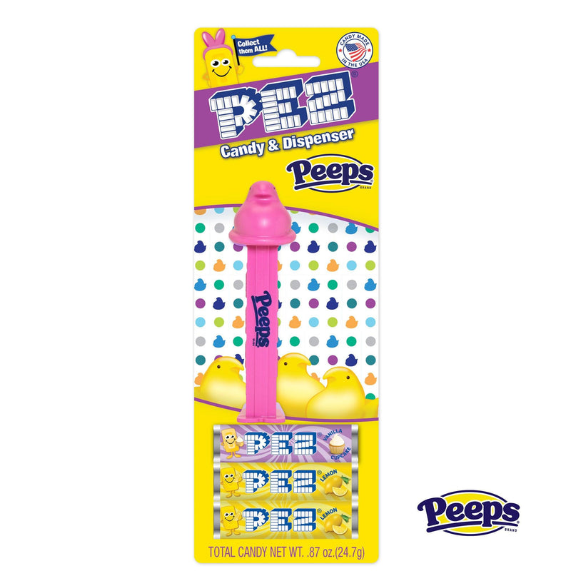Pez Peeps Dispenser with 3 Candy Rolls - Pink - The Country Christmas Loft