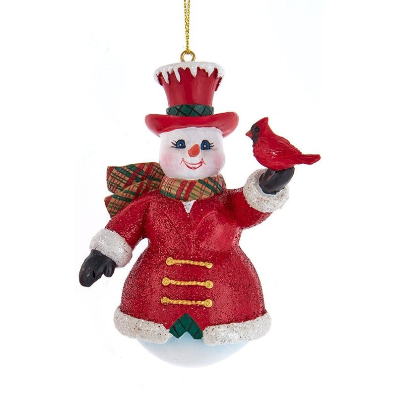 Tophat Snowman Ornament - Cardinal - The Country Christmas Loft