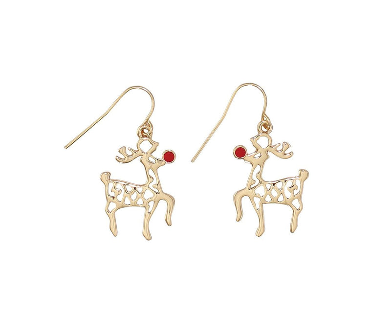 Bright Gold Rudolphs - Earrings