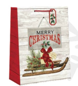 Country Christmas Gift Bag - Large - Runner Sled - The Country Christmas Loft