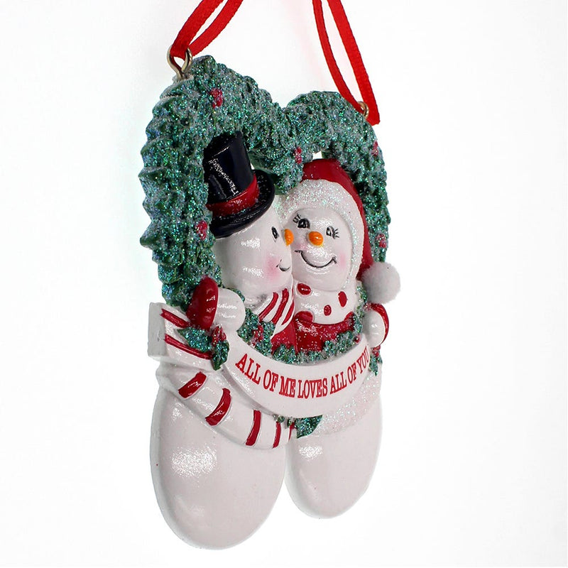 Snowman Couple Ornament - All of me loves all of you - The Country Christmas Loft