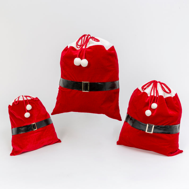 Velvet Santa Bags - Set of 3 - The Country Christmas Loft