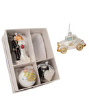 Noble Gems Wedding Boxed Glass Ornaments - 4-Piece Box Set - The Country Christmas Loft