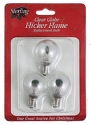 Sterling Clear Globe Flicker Flame Replacement Bulb 3pk - The Country Christmas Loft