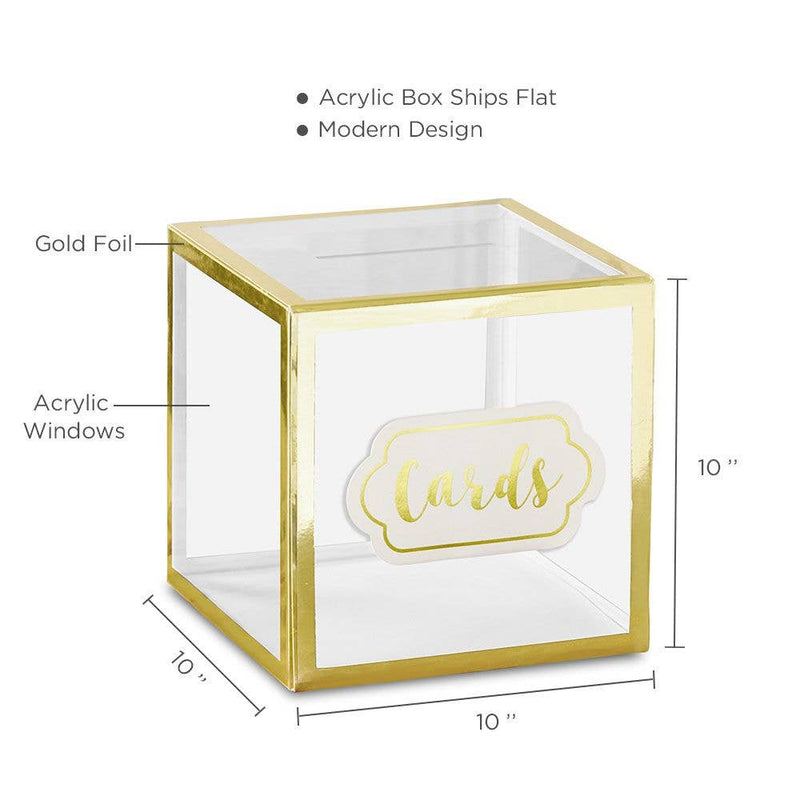 Gold Frame Collapsible Acrylic Card Box - The Country Christmas Loft