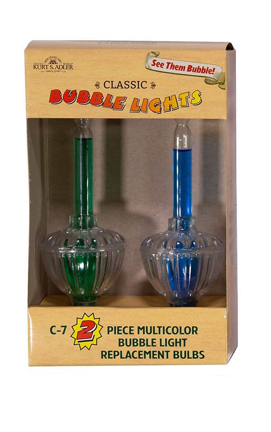 C7 2-Piece Multicolored Bubble Light Replacement Bulb - Blue / Green