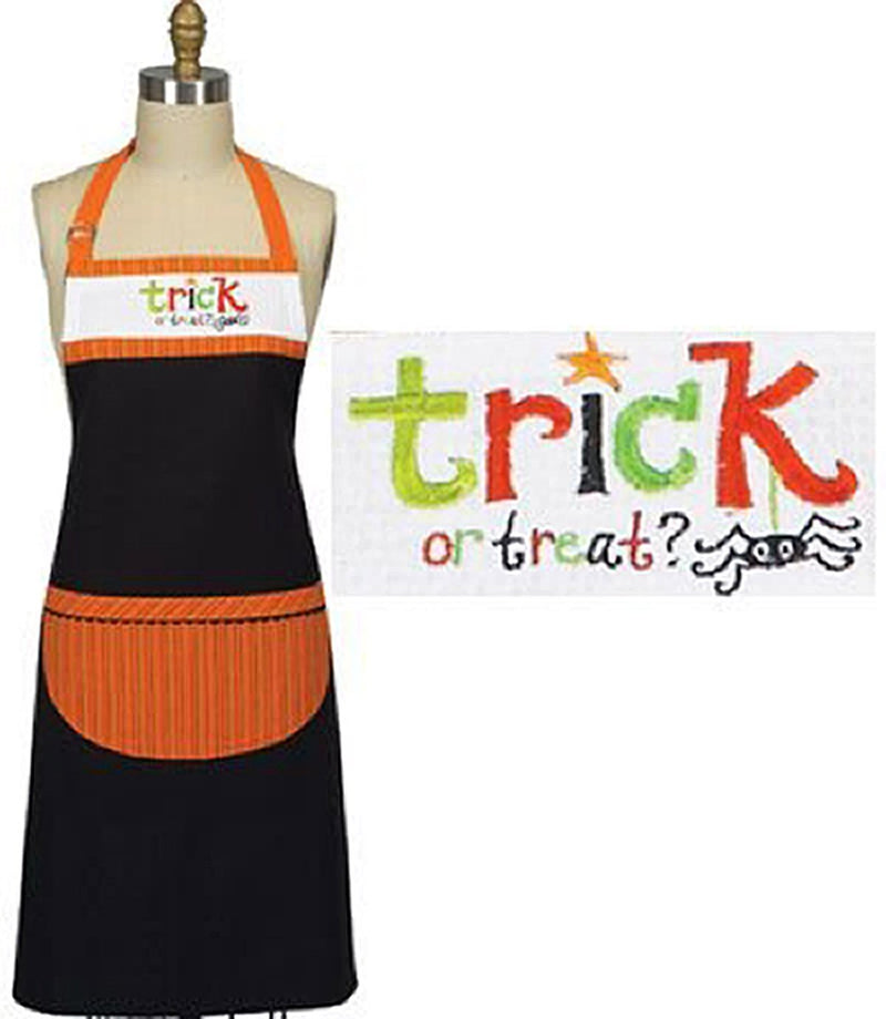 Sassy Sentiments Trick Or Treat Embroidered Chef Apron - The Country Christmas Loft