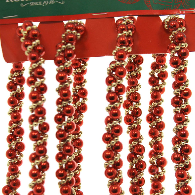 9' Red/Gold Beads Twisted - The Country Christmas Loft