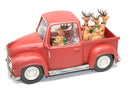 Lighted Reindeer Pickup Truck Waterglobe with Working Headlights