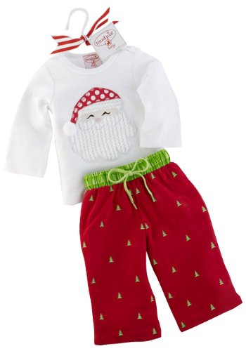 Mud Pie Santa Baby Santa Tee And Tree Corduroys, White/Red/Green, 0-6 Months - The Country Christmas Loft