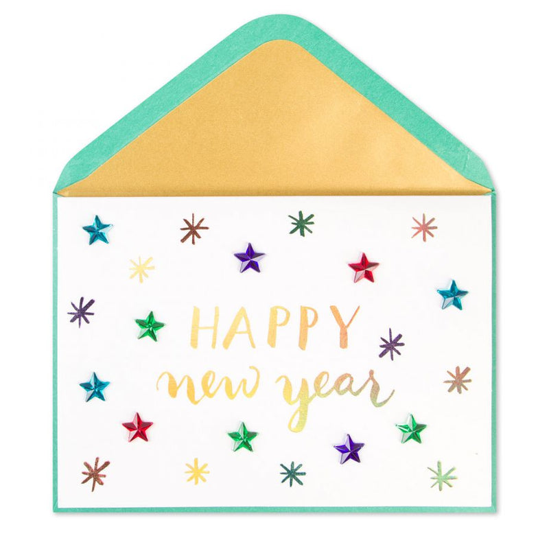 Colorful Gem Stars Card New Years Card - The Country Christmas Loft